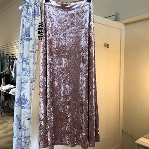 Pink velvet maxi skirt